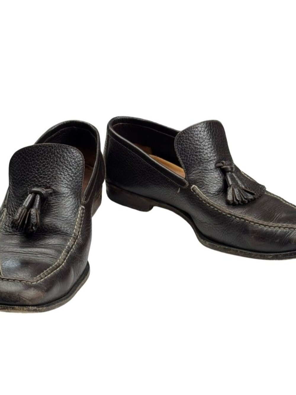 Sutor Mantellassi Leather Tassel Loafers Dress Shoes Black Men's Size 9.5 US